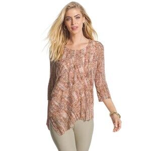 Chicos Renee Ruffle Layers Top Tunic Pink Size 3 (L)
